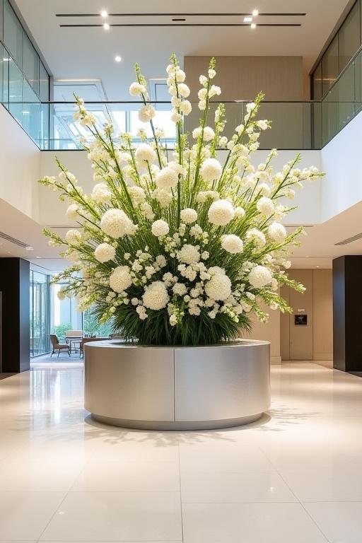 企業の受付に設置された大型アレンジメント