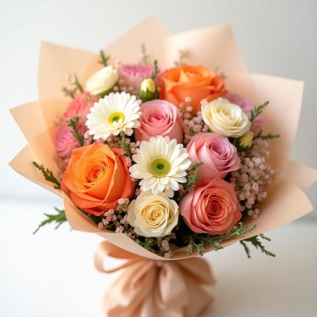 顧客のために作られたオーダーメイドのブーケ